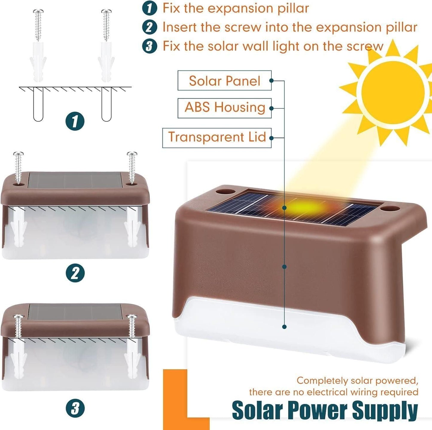 Wireless Solar Deck Lights Outdoor Pack of 8 ( Delivered in 3 to 5 Days Guaranteed ✅ )